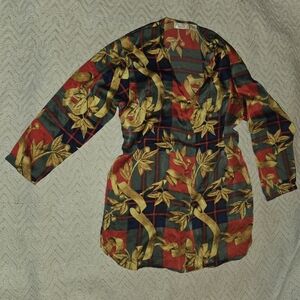 Victoria's Secret Red and Green Silk Blouse